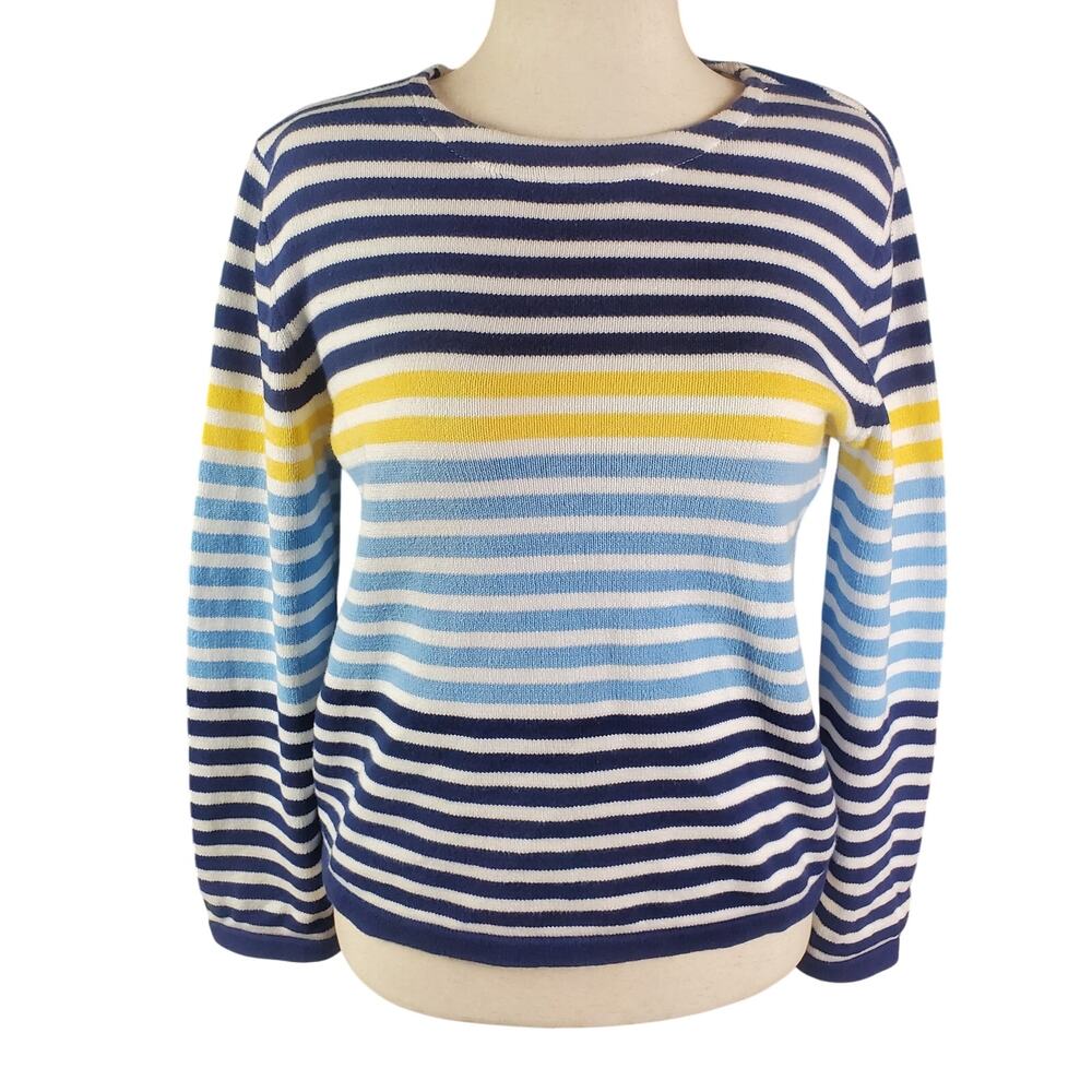 Vintage Nautical Quiet Luxury Striped Colorful Sweater MED Tennis Beach